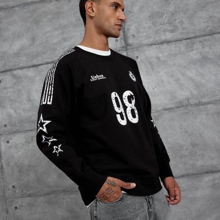 Unisex "98" Distressed Graphic Sweatshirt – Varsity Streetwear Pullover