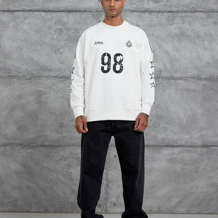 Unisex "98" Distressed Graphic Sweatshirt – Varsity Streetwear Pullover