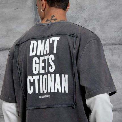 Unisex Layered Graphic T-Shirt – Distressed Boxy Long Sleeve