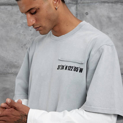 Unisex Layered Graphic T-Shirt – Distressed Boxy Long Sleeve