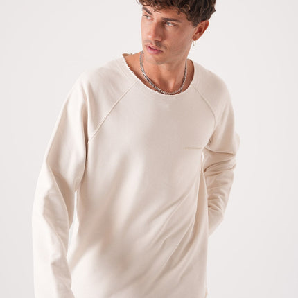 Unisex Oversized Raglan Sweatshirt - Raw Hem Detail