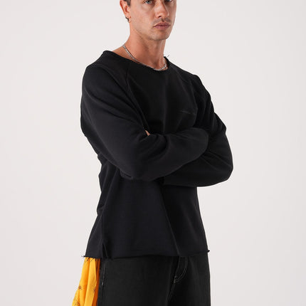 Unisex Oversized Raglan Sweatshirt - Raw Hem Detail