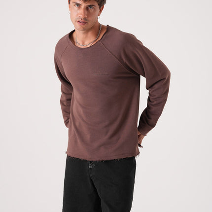 Unisex Oversized Raglan Sweatshirt - Raw Hem Detail