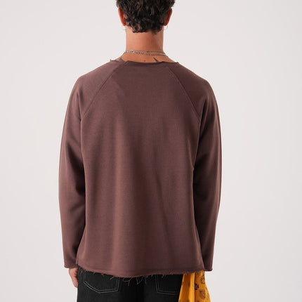 Unisex Oversized Raglan Sweatshirt - Raw Hem Detail