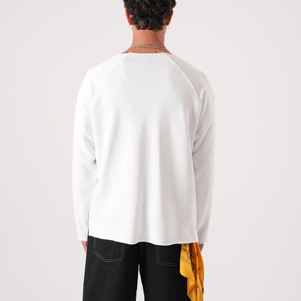 Unisex Oversized Raglan Sweatshirt - Raw Hem Detail
