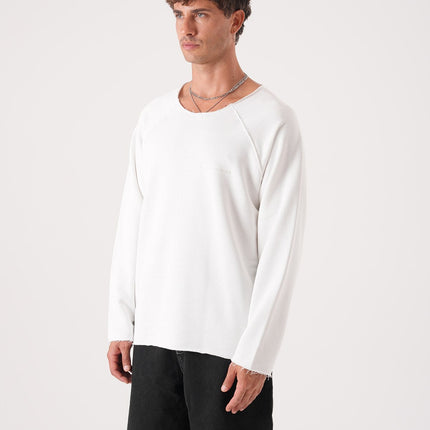 Unisex Oversized Raglan Sweatshirt - Raw Hem Detail