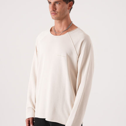 Unisex Oversized Raglan Sweatshirt - Raw Hem Detail