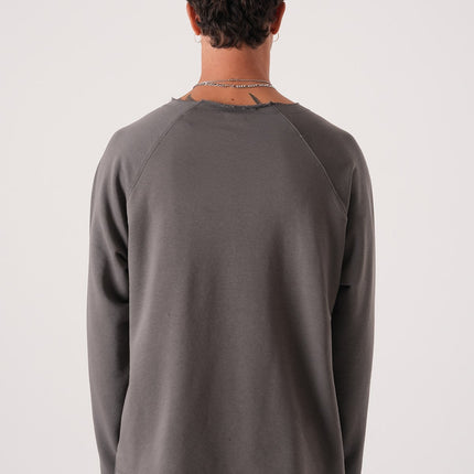 Unisex Oversized Raglan Sweatshirt - Raw Hem Detail
