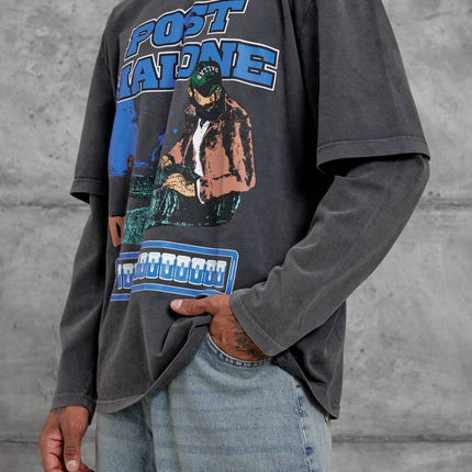 Unisex "Post Malone" Graphic T-Shirt – Layered Oversized Pullover