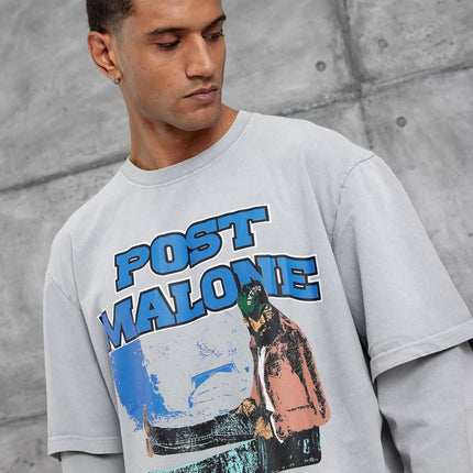 Unisex "Post Malone" Graphic T-Shirt – Layered Oversized Pullover