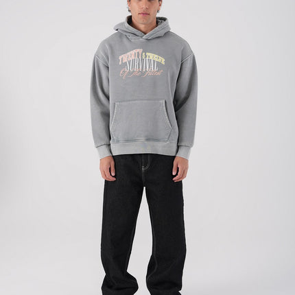 Unisex Washed Graphic Hoodie – "Survival of the Fittest" Print