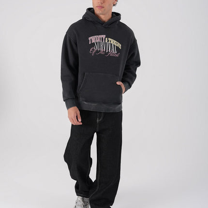 Unisex Washed Graphic Hoodie – "Survival of the Fittest" Print