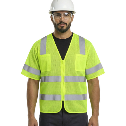 Kiwi High Visibility ANSI/ISEA 107-2020, Type R, Class 3 Dual Band Neon Short Sleeve Safety Vest [72200]