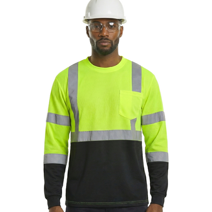Kiwi High Visibility ANSI/ISEA 107-2020, Type R, Class 3 Two Tone Neon Long Sleeve Safety Shirt [73100]