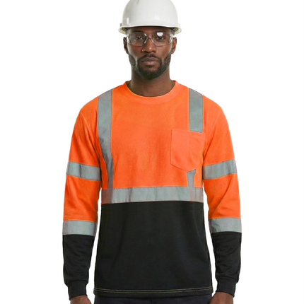 Kiwi High Visibility ANSI/ISEA 107-2020, Type R, Class 3 Two Tone Orange Long Sleeve Safety Shirt [73200]