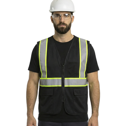 Kiwi High Visibility ANSI/ISEA 107-2020 Reflector Contrast Trimmed Black Safety Vest [70200]