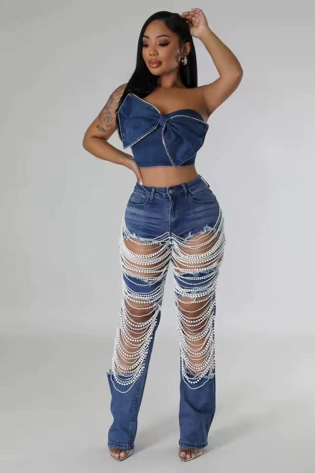 Pearl Waterfall Flare Jeans