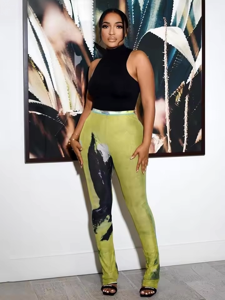 Emerald Flow Mesh Pants