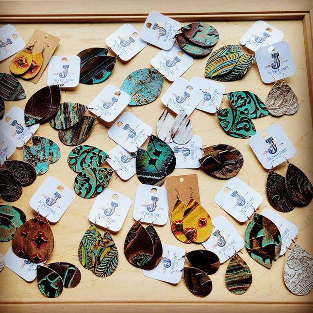 **Leather Earring Starter Pack-Embossed-30 Pairs 208q