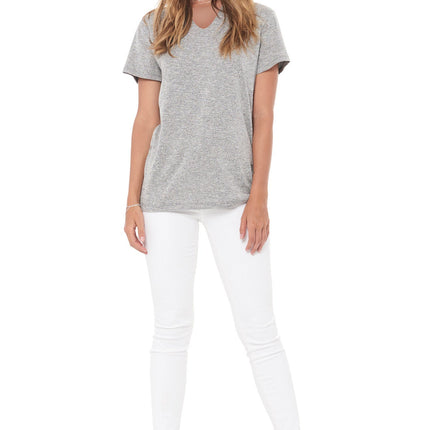 WOMEN'S NOVELTY TEXTURE V-NECK - MELANGE