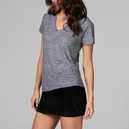 WOMEN'S V NECK TEE - MINI STRIPE