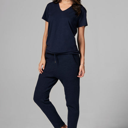WOMEN'S SLUB V NECK TEE - NAVY