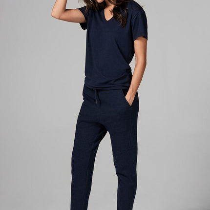 WOMEN'S SLUB V NECK TEE - NAVY