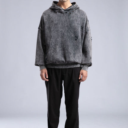 Vintage Distressed Hoodie - Oversized Washed Pullover Sweatshirt