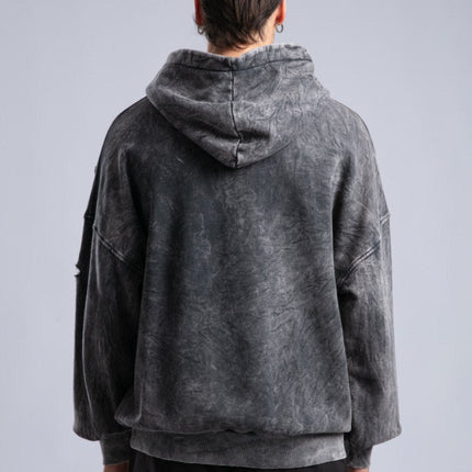 Vintage Distressed Hoodie - Oversized Washed Pullover Sweatshirt