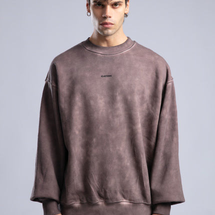 Vintage Washed Crewneck Sweatshirt - Oversized Pullover with Logo