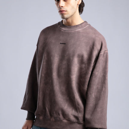 Vintage Washed Crewneck Sweatshirt - Oversized Pullover with Logo