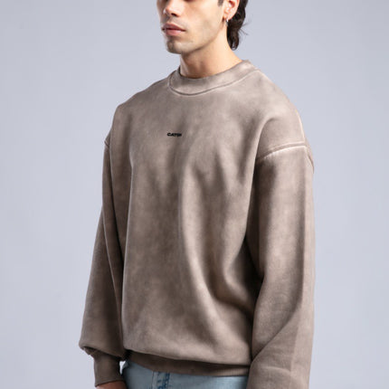 Vintage Washed Crewneck Sweatshirt - Oversized Pullover with Logo