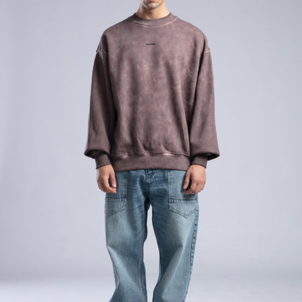Vintage Washed Crewneck Sweatshirt - Oversized Pullover with Logo