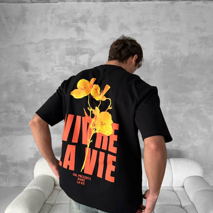 Vivre La Vie Floral Graphic Cotton Tee