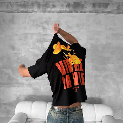 Vivre La Vie Floral Graphic Cotton Tee
