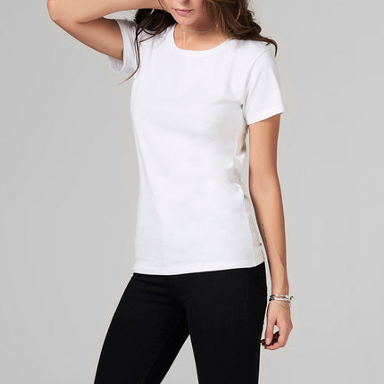 WOMEN'S HEAVY COTTON WIDE NECK TEE - WHITE