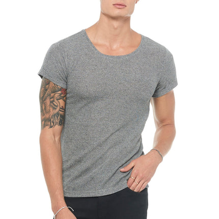 Men's Novelty Texture Wide Neck Tee