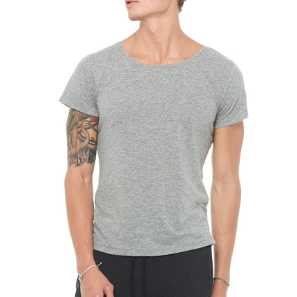Men's Novelty Texture Wide Neck Tee