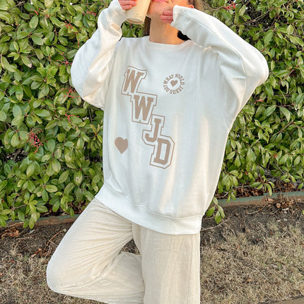 WWJD Varsity Unisex Crewneck