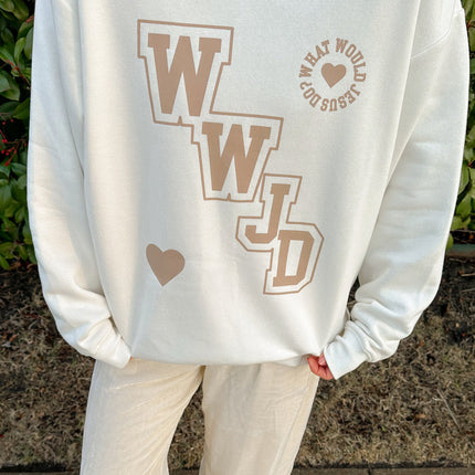 WWJD Varsity Unisex Crewneck