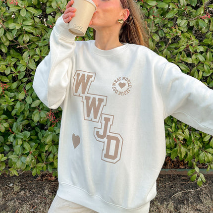 WWJD Varsity Unisex Crewneck