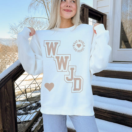 WWJD Varsity Unisex Crewneck