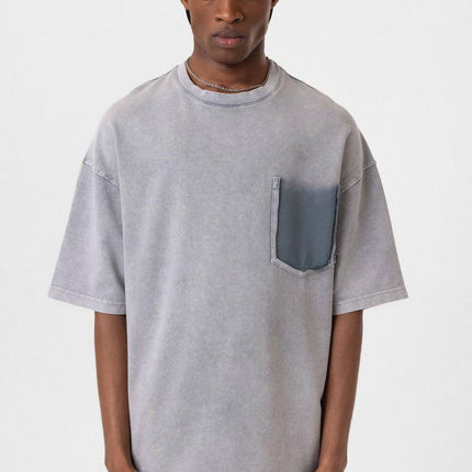 Washed Effect Tee - Vintage Style Soft Cotton T-Shirt - Casual Retro Top