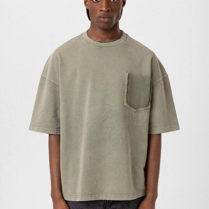 Washed Effect Tee - Vintage Style Soft Cotton T-Shirt - Casual Retro Top