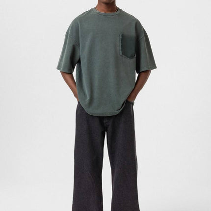 Washed Effect Tee - Vintage Style Soft Cotton T-Shirt - Casual Retro Top