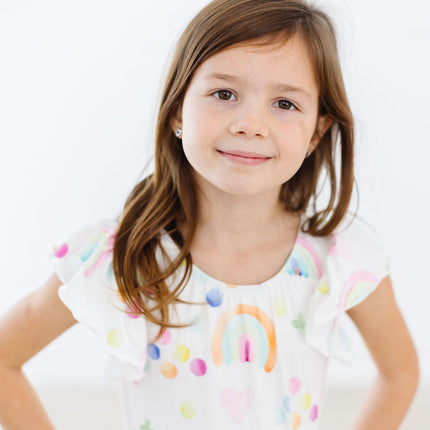 SALE Watercolor Rainbows S/S Flutter Sleeve Leotard