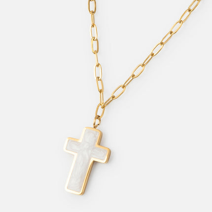 White Enamel Cross Necklace