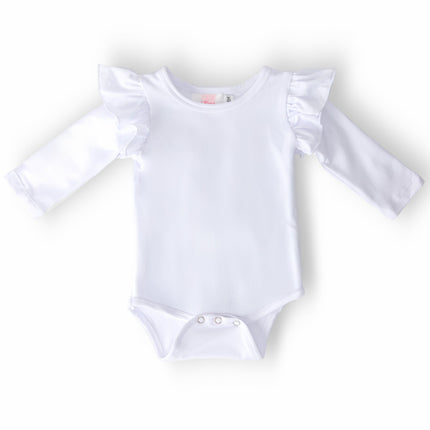 White L/S Flutter Bodysuit