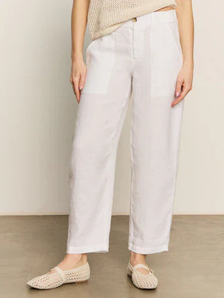Relaxed White Linen Pants-CLEARANCE