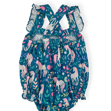 Wish Upon a Unicorn Ruffle Cross Back Romper